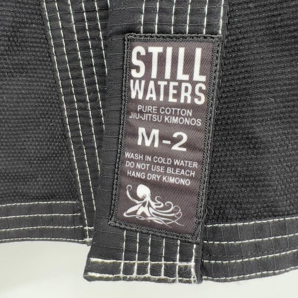 Kids Still Waters Brazilian Jiu-Jitsu Gi Kimono Top Black White Stitching Sz M 2 - Picture 9 of 12